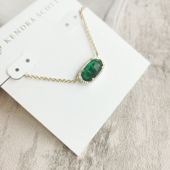 Kendra Scott Gold Green Cat's Eye Necklace - Elisa - Picture 2 of 3